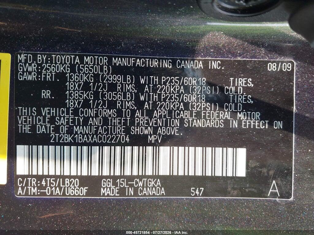 2T2BK1BAXAC022704 2010 LEXUS RX 350 photo no. 9