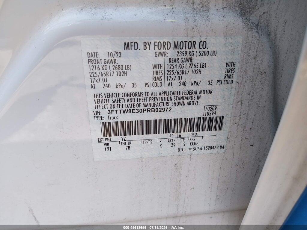 3FTTW8E30PRB02972 2023 FORD MAVERICK photo no. 9