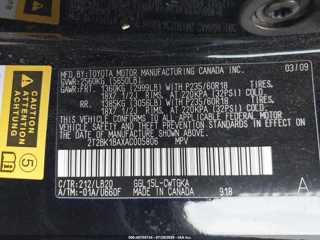 2T2BK1BAXAC005806 2010 LEXUS RX 350 photo no. 9
