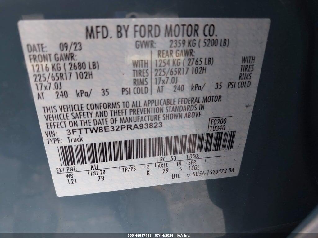 3FTTW8E32PRA93823 2023 FORD MAVERICK photo no. 9