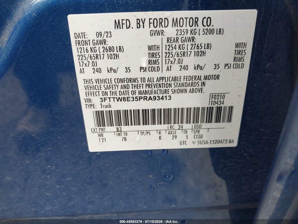 3FTTW8E35PRA93413 2023 FORD MAVERICK photo no. 9