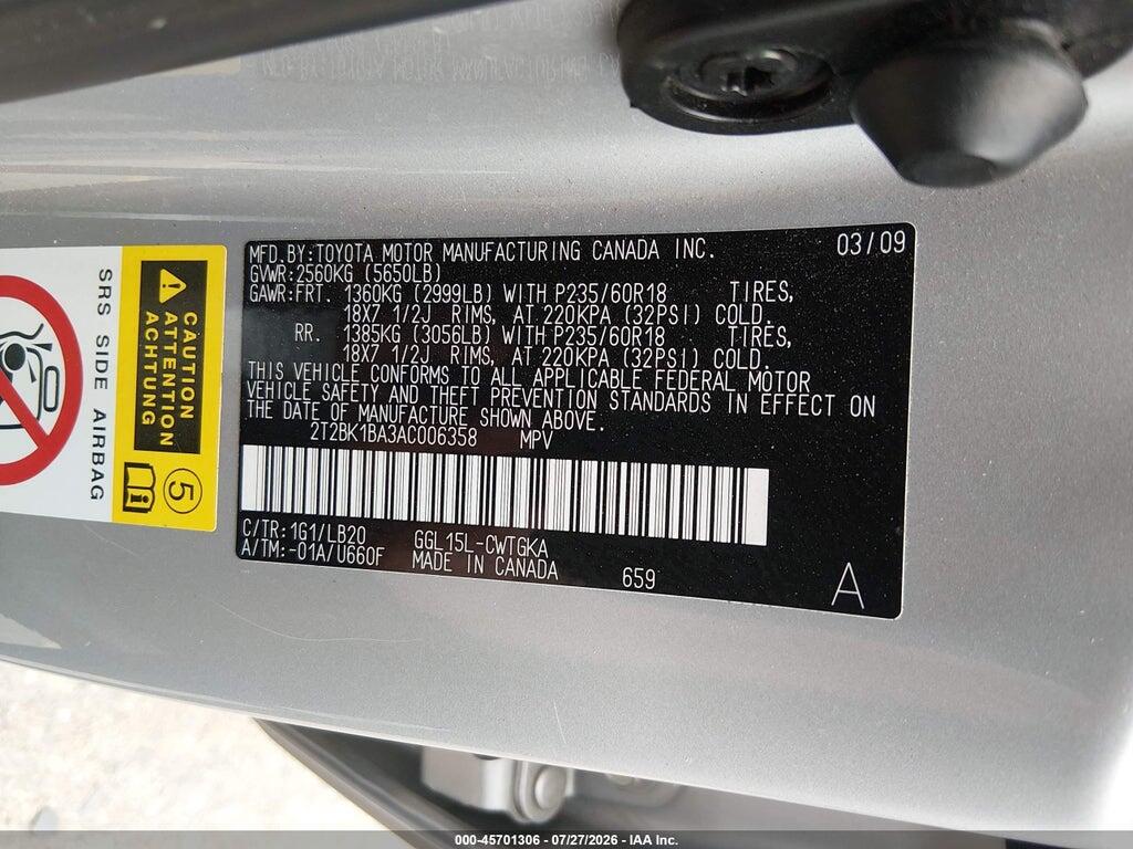 2T2BK1BA3AC006358 2010 LEXUS RX 350 photo no. 9