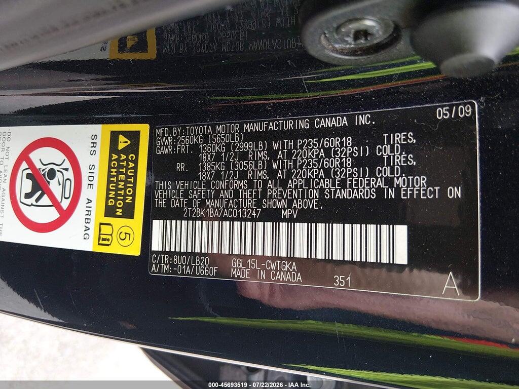 2T2BK1BA7AC013247 2010 LEXUS RX 350 photo no. 9