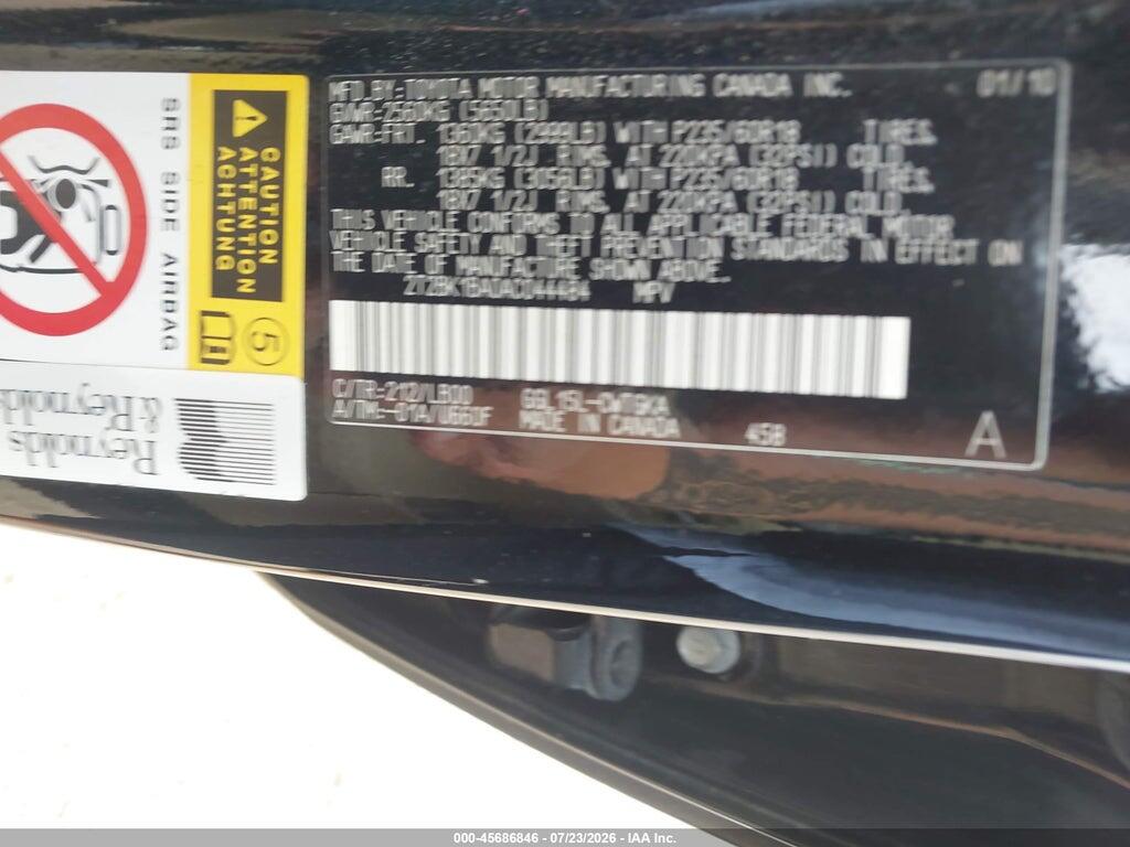 2T2BK1BA0AC044484 2010 LEXUS RX 350 photo no. 9