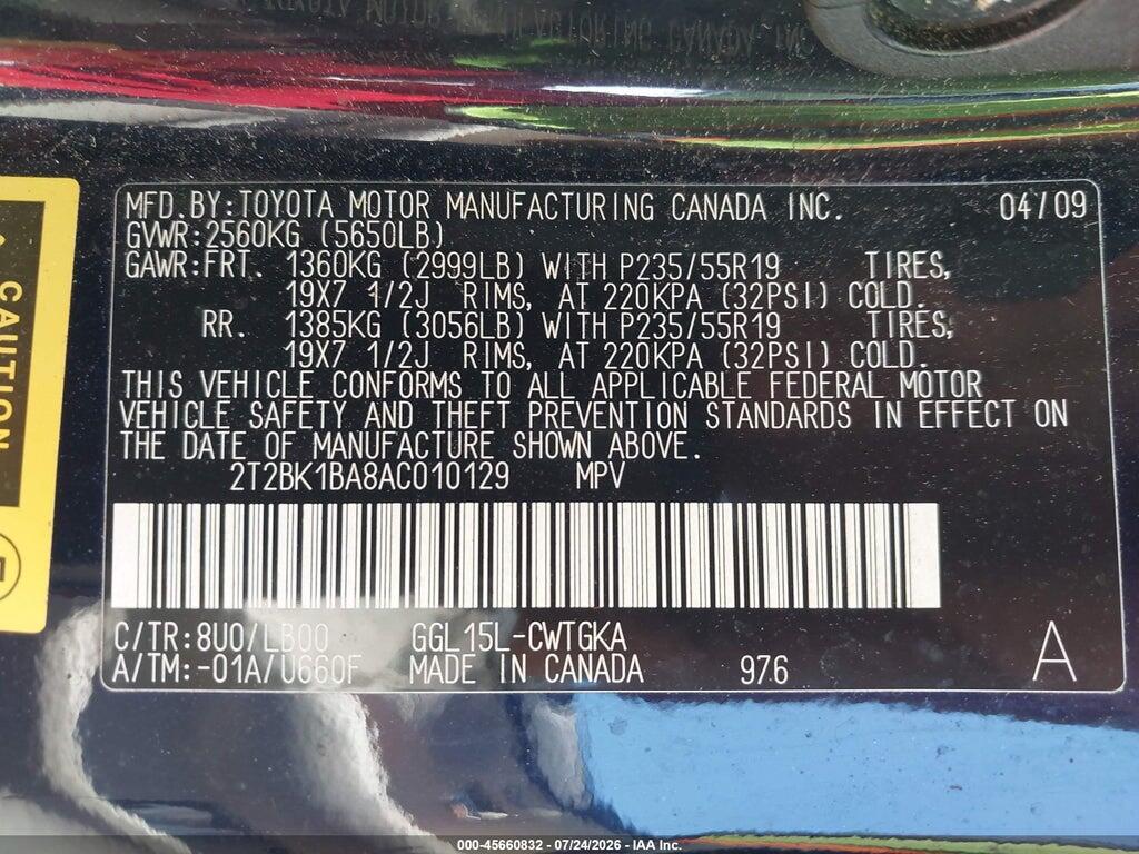 2T2BK1BA8AC010129 2010 LEXUS RX 350 photo no. 9