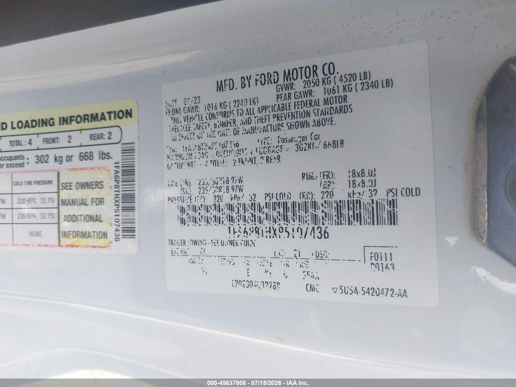1FA6P8THXP5107436 2023 FORD MUSTANG photo no. 9