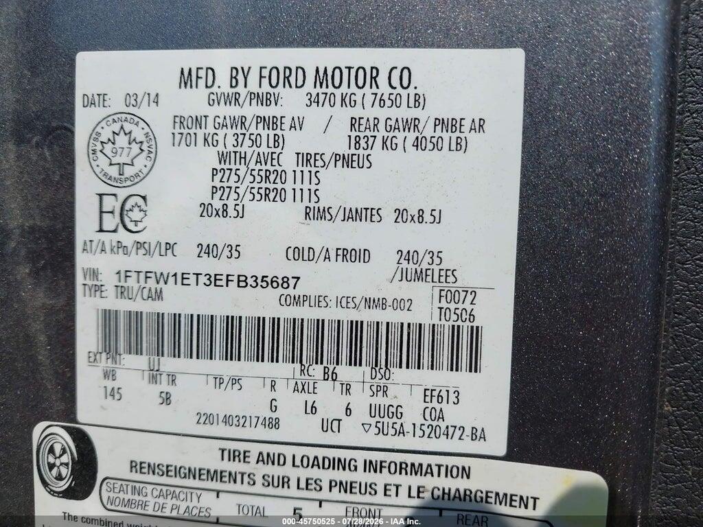 1FTFW1ET3EFB35687 2014 FORD F-150 photo no. 9