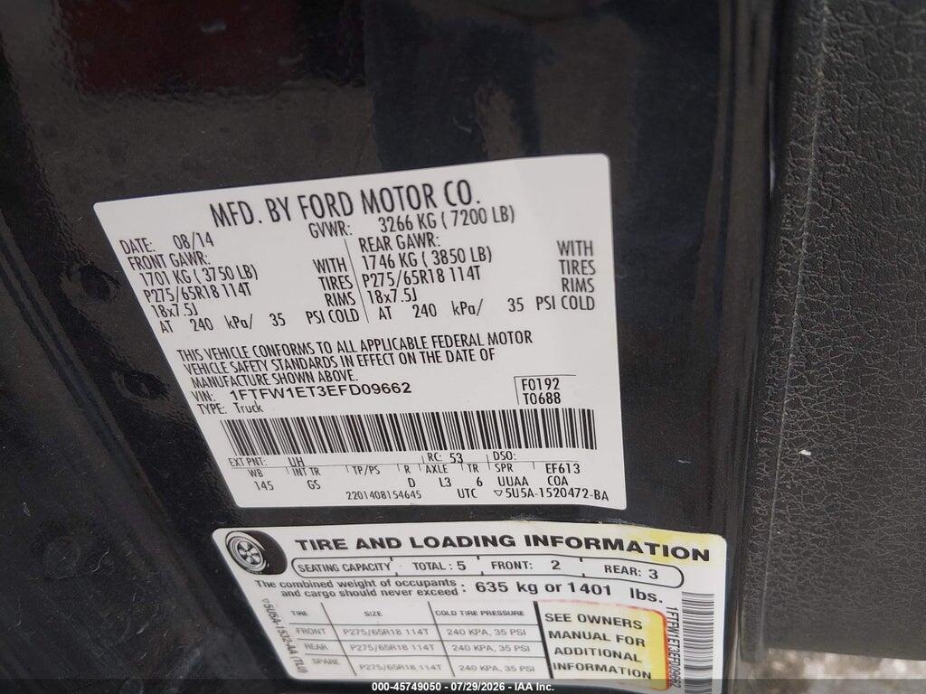 1FTFW1ET3EFD09662 2014 FORD F-150 photo no. 9