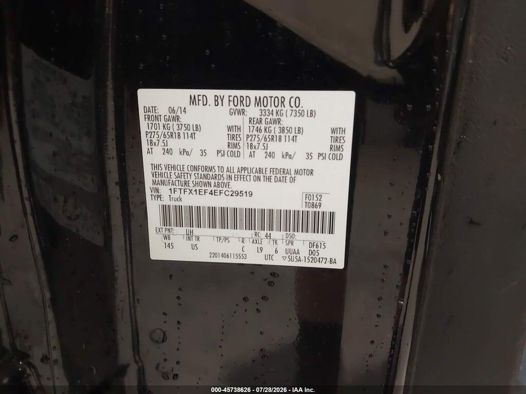 1FTFX1EF4EFC29519 2014 FORD F-150 photo no. 9