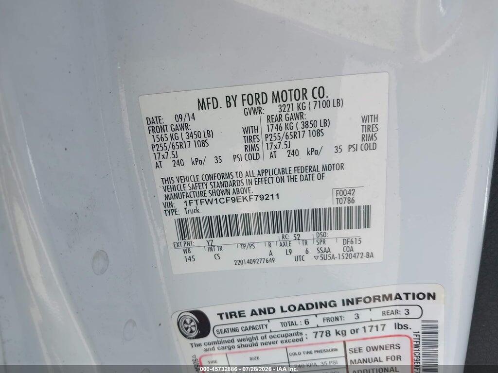 1FTFW1CF9EKF79211 2014 FORD F-150 photo no. 9