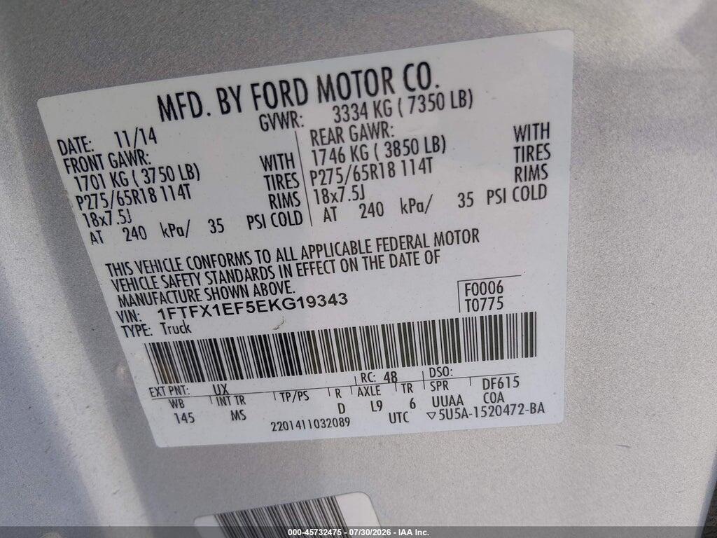 1FTFX1EF5EKG19343 2014 FORD F-150 photo no. 9