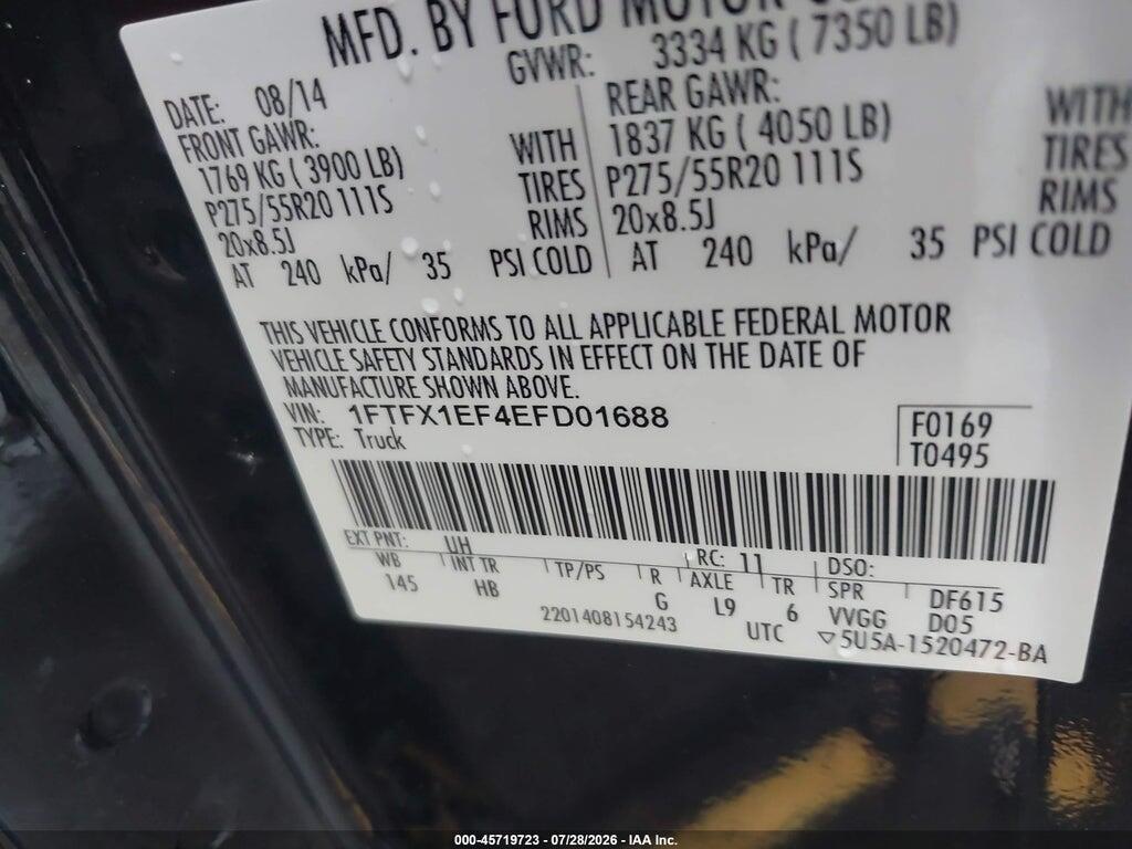 1FTFX1EF4EFD01688 2014 FORD F-150 photo no. 9