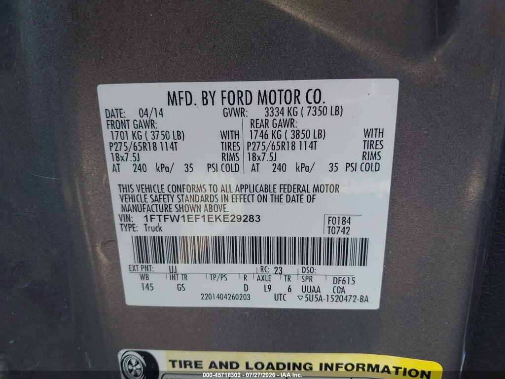 1FTFW1EF1EKE29283 2014 FORD F-150 photo no. 9