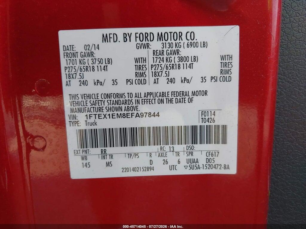 1FTEX1EM8EFA97844 2014 FORD F-150 photo no. 9