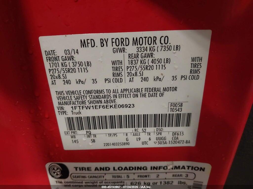 1FTFW1EF6EKE06923 2014 FORD F-150 photo no. 9