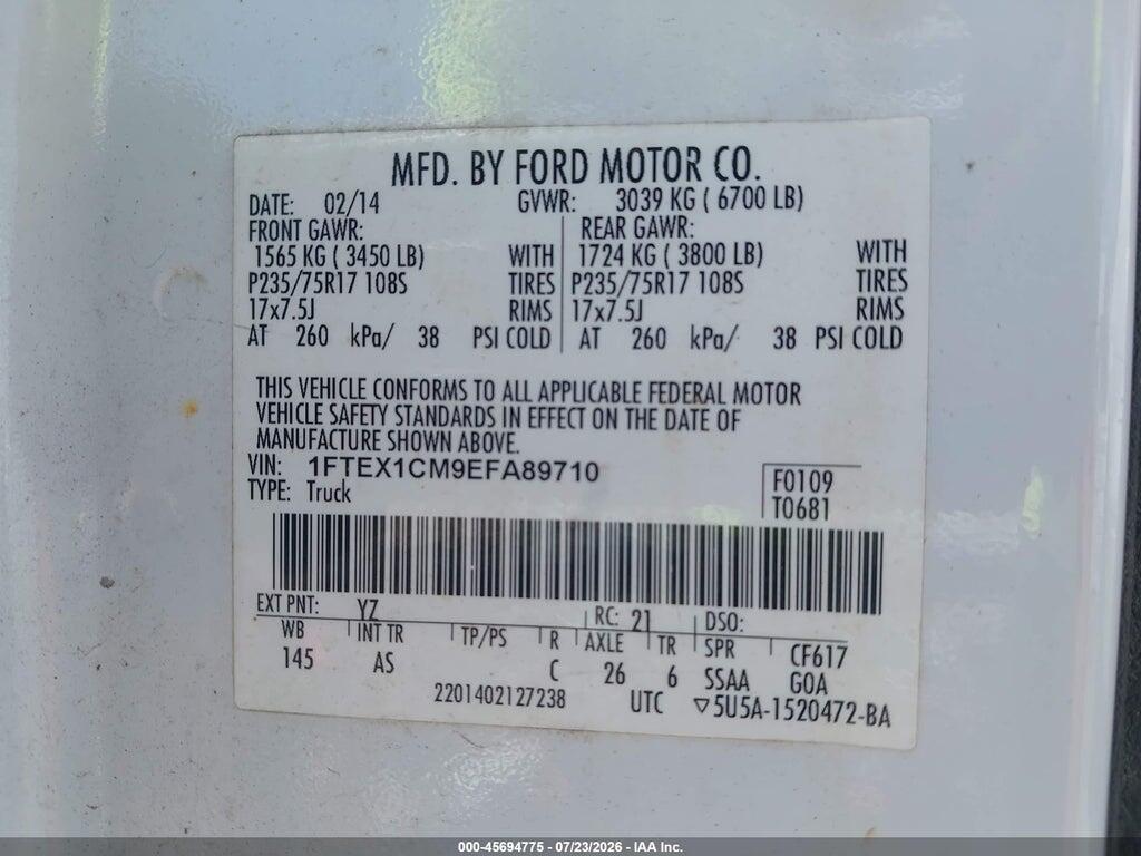 1FTEX1CM9EFA89710 2014 FORD F-150 photo no. 9