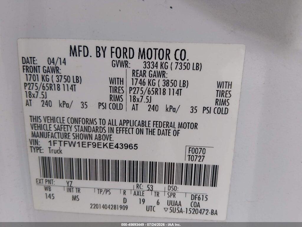 1FTFW1EF9EKE43965 2014 FORD F-150 photo no. 8