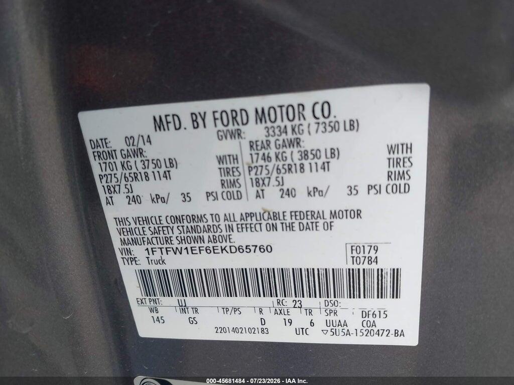1FTFW1EF6EKD65760 2014 FORD F-150 photo no. 9