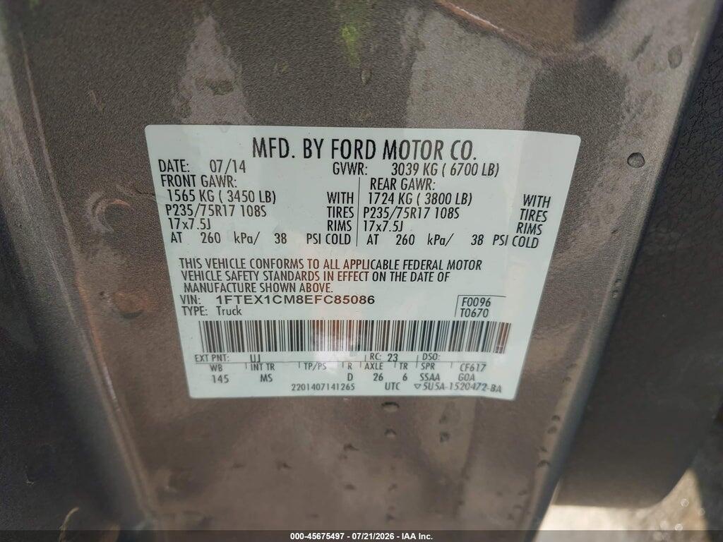 1FTEX1CM8EFC85086 2014 FORD F-150 photo no. 9