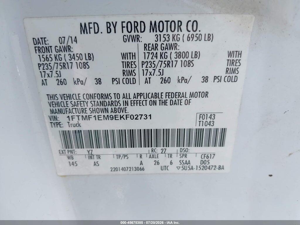 1FTMF1EM9EKF02731 2014 FORD F-150 photo no. 9