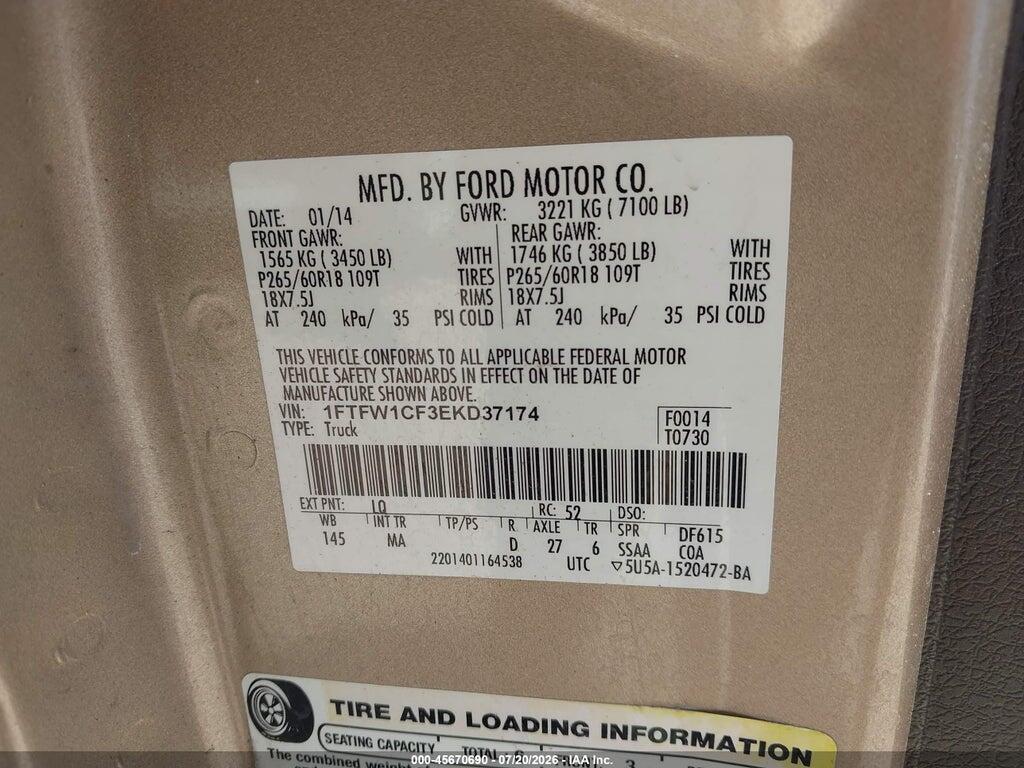 1FTFW1CF3EKD37174 2014 FORD F-150 photo no. 9