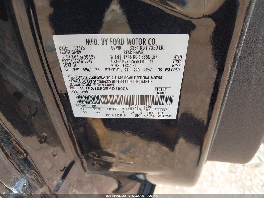 1FTFX1EF2EKD16908 2014 FORD F-150 photo no. 9