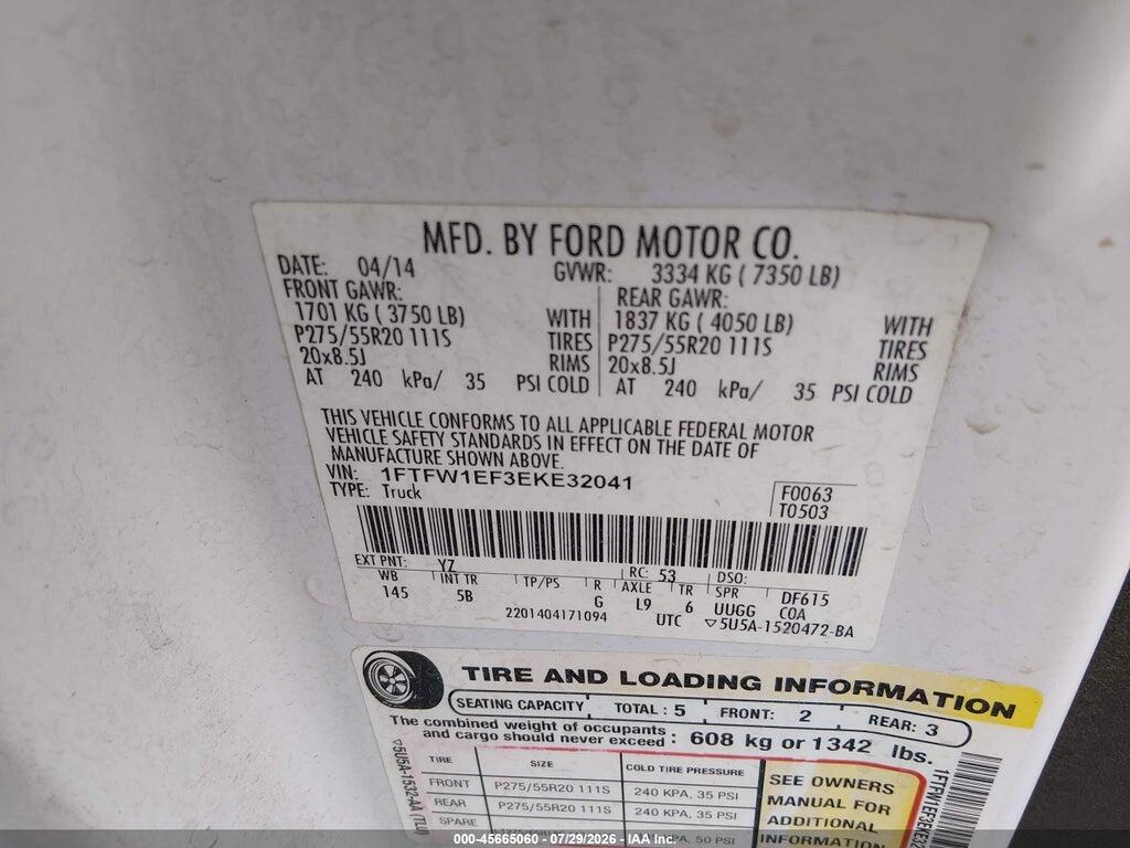 1FTFW1EF3EKE32041 2014 FORD F-150 photo no. 9