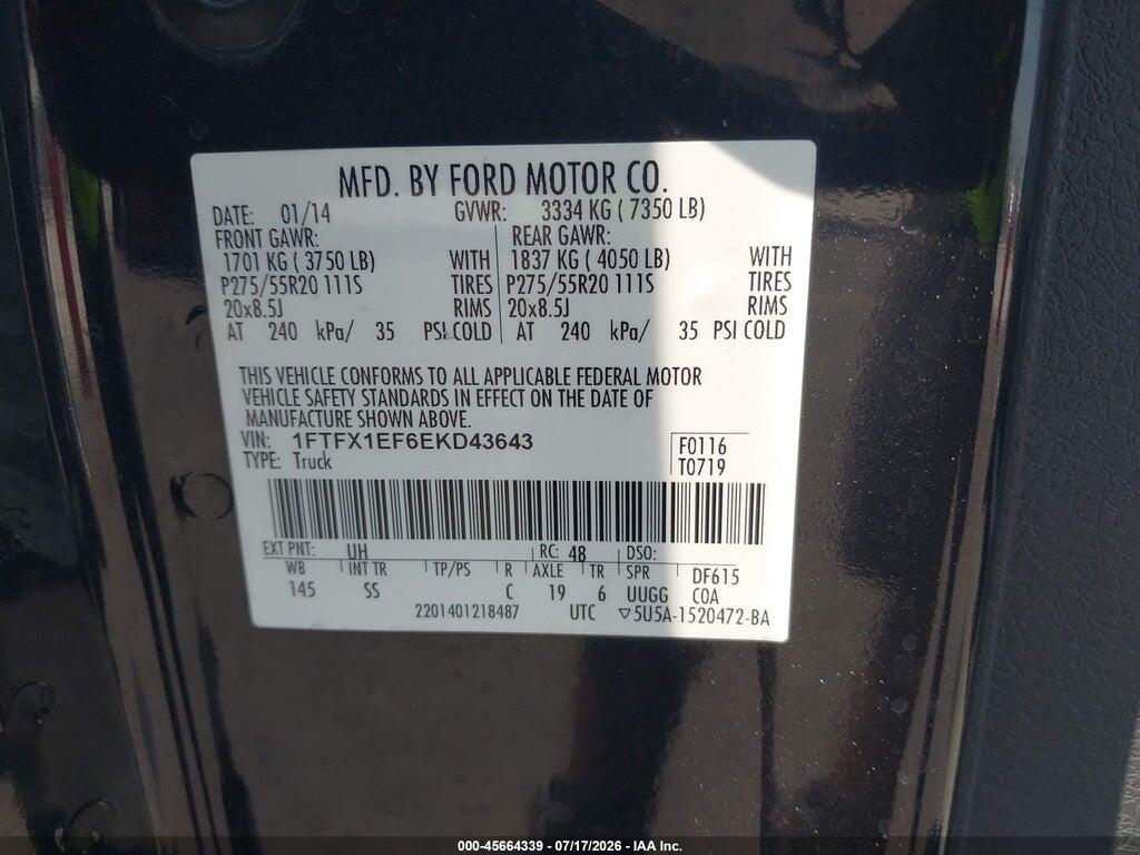 1FTFX1EF6EKD43643 2014 FORD F-150 photo no. 9