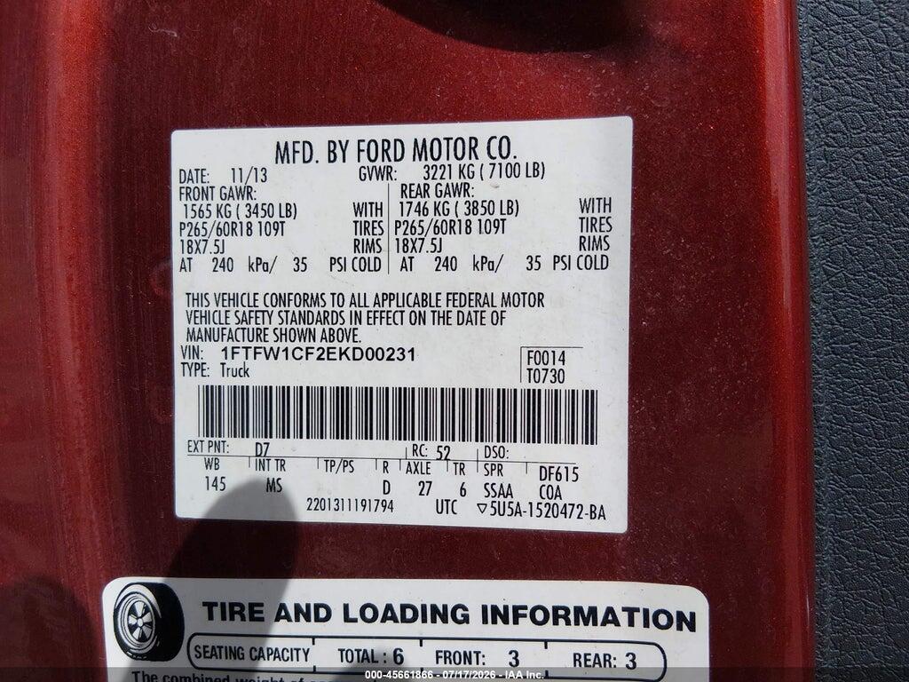 1FTFW1CF2EKD00231 2014 FORD F-150 photo no. 9