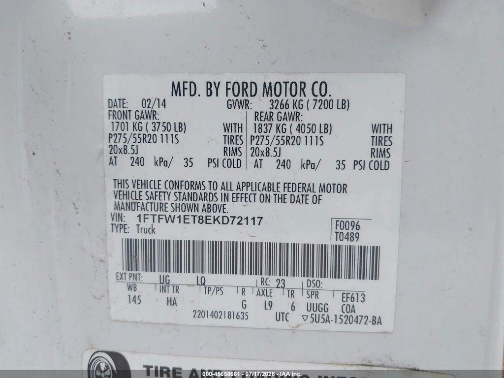 1FTFW1ET8EKD72117 2014 FORD F-150 photo no. 9