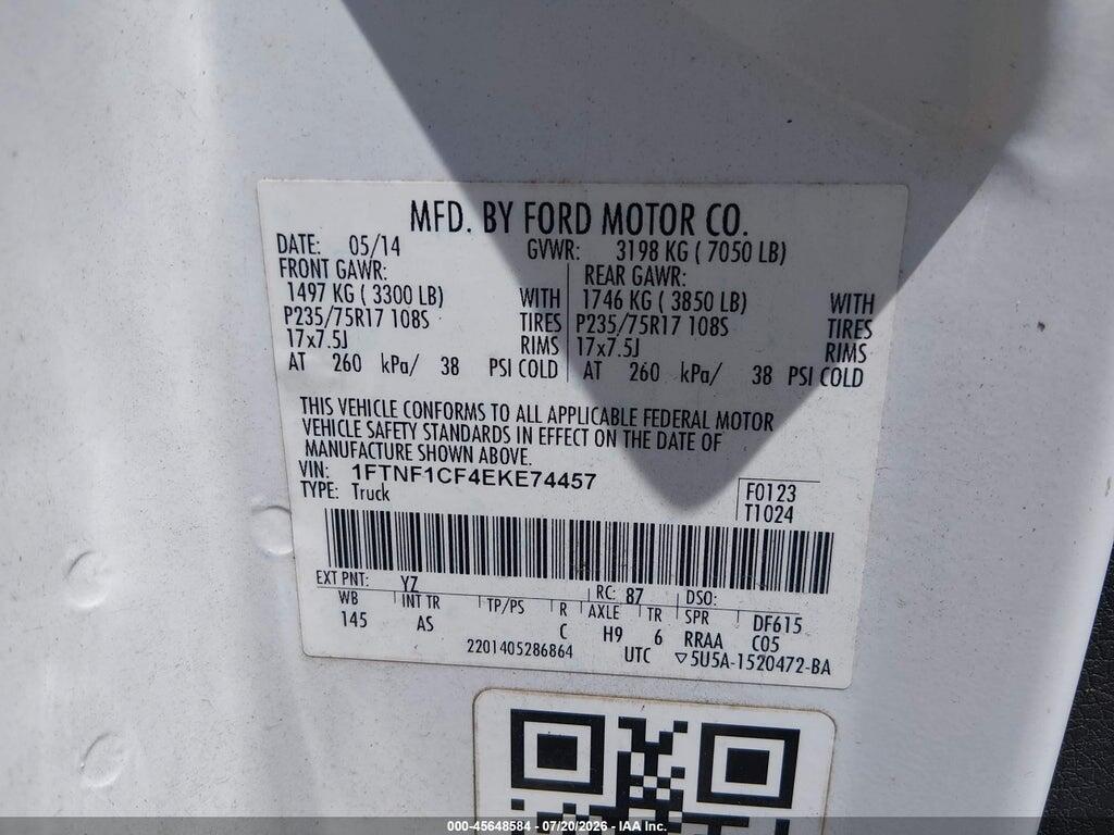 1FTNF1CF4EKE74457 2014 FORD F-150 photo no. 9