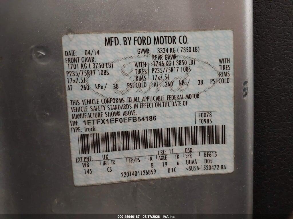 1FTFX1EF0EFB54186 2014 FORD F-150 photo no. 9