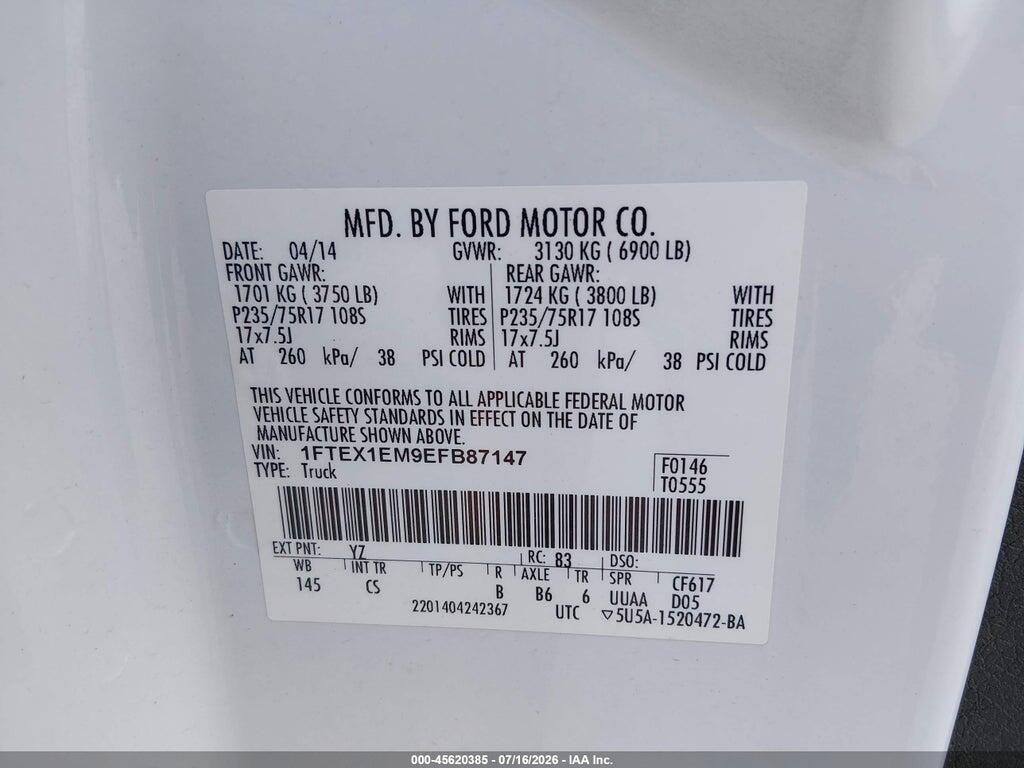 1FTEX1EM9EFB87147 2014 FORD F-150 photo no. 9