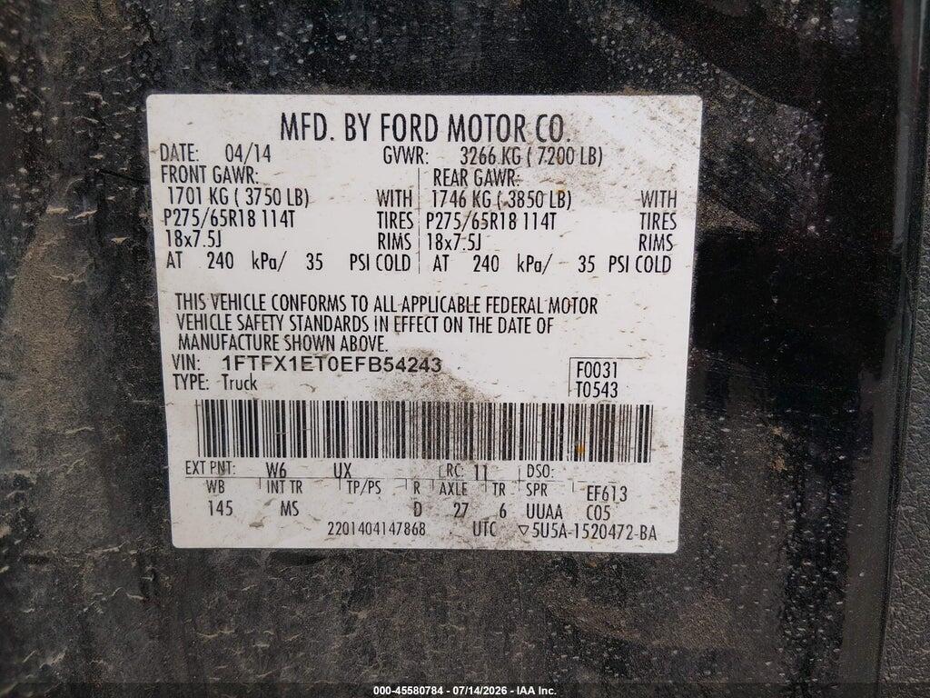 1FTFX1ET0EFB54243 2014 FORD F-150 photo no. 9