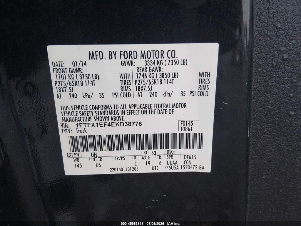 1FTFX1EF4EKD38778 2014 FORD F-150 photo no. 9