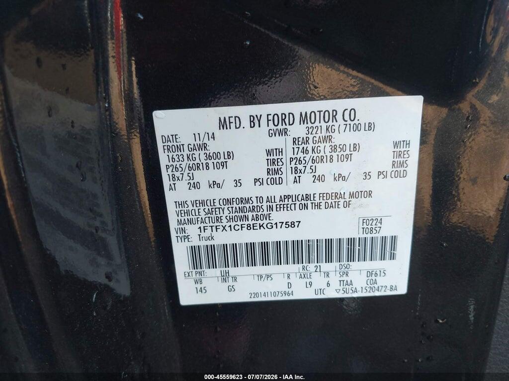 1FTFX1CF8EKG17587 2014 FORD F-150 photo no. 9