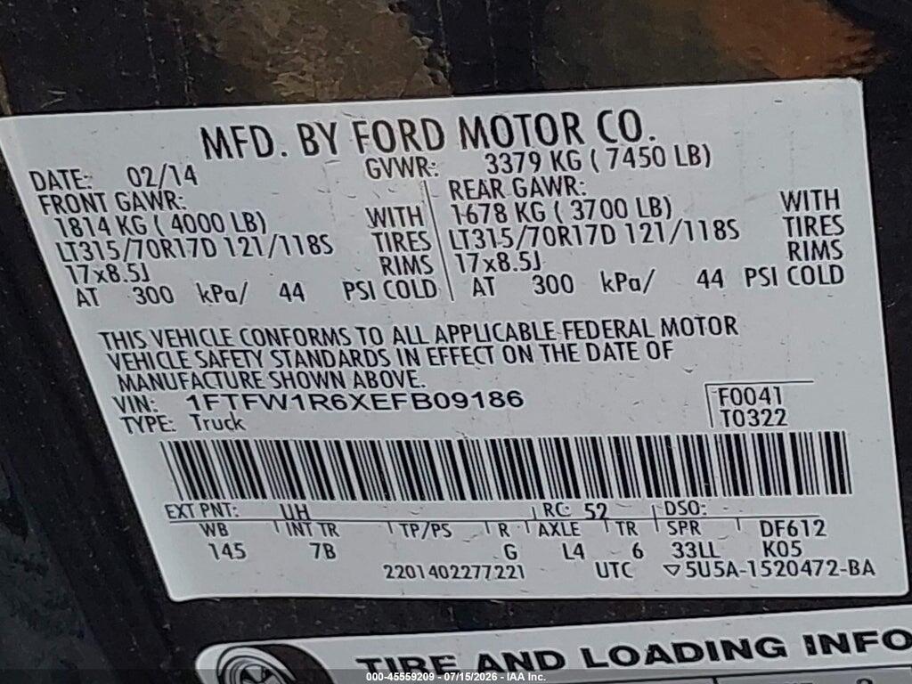 1FTFW1R6XEFB09186 2014 FORD F-150 photo no. 9
