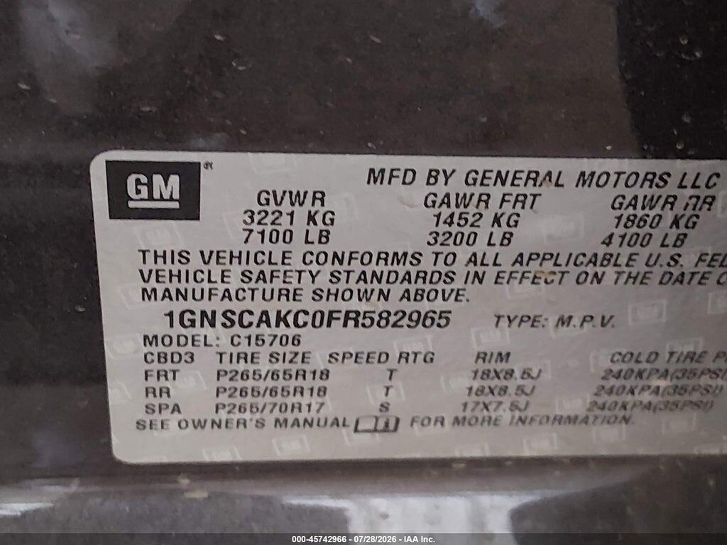 1GNSCAKC0FR582965 2015 CHEVROLET TAHOE photo no. 9