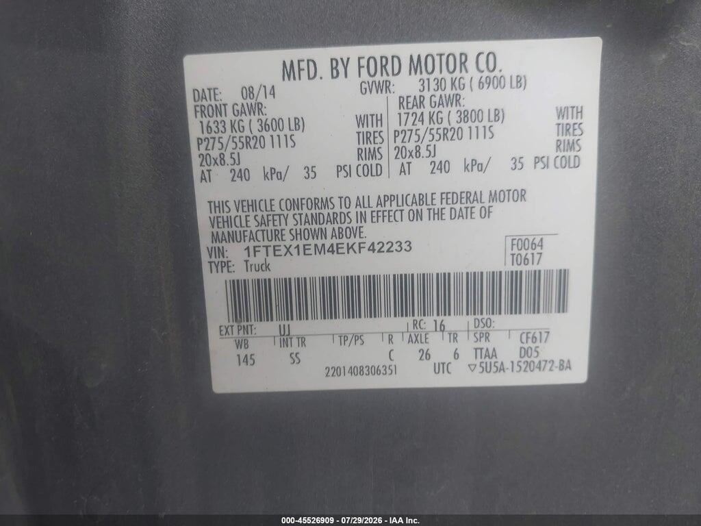 1FTEX1EM4EKF42233 2014 FORD F-150 photo no. 9