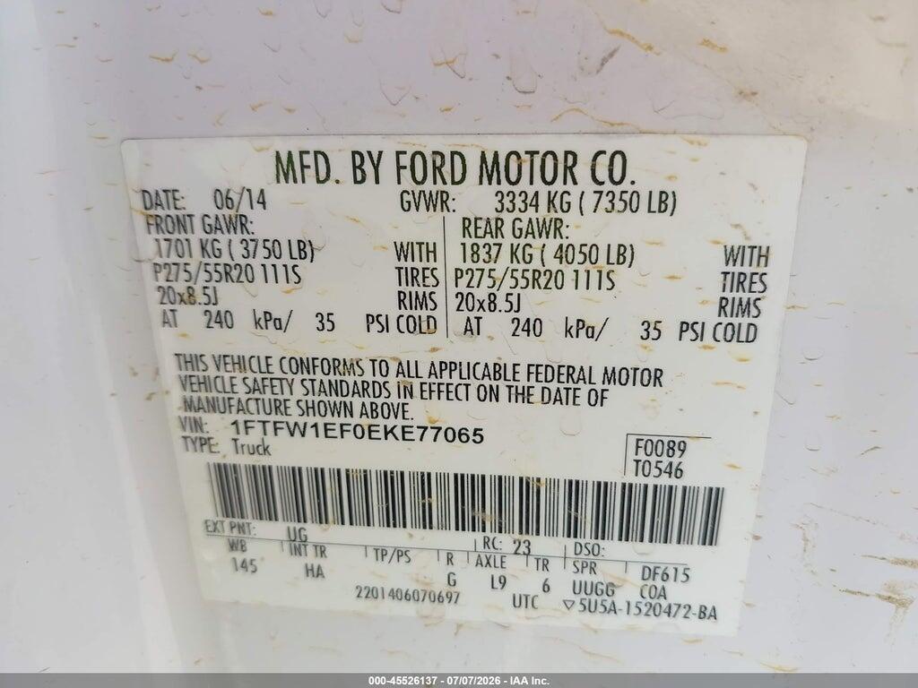 1FTFW1EF0EKE77065 2014 FORD F-150 photo no. 9