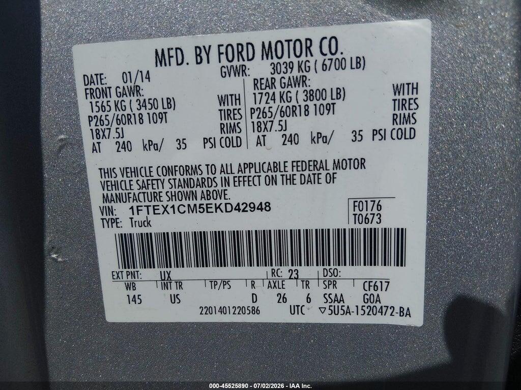 1FTEX1CM5EKD42948 2014 FORD F-150 photo no. 9