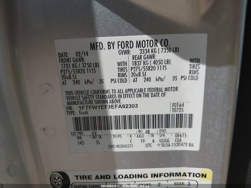 1FTFW1EF3EFA92303 2014 FORD F-150 photo no. 9