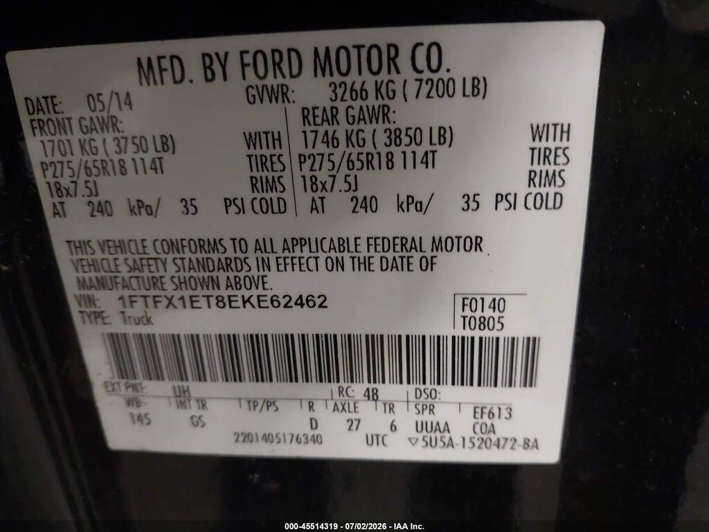 1FTFX1ET8EKE62462 2014 FORD F-150 photo no. 9