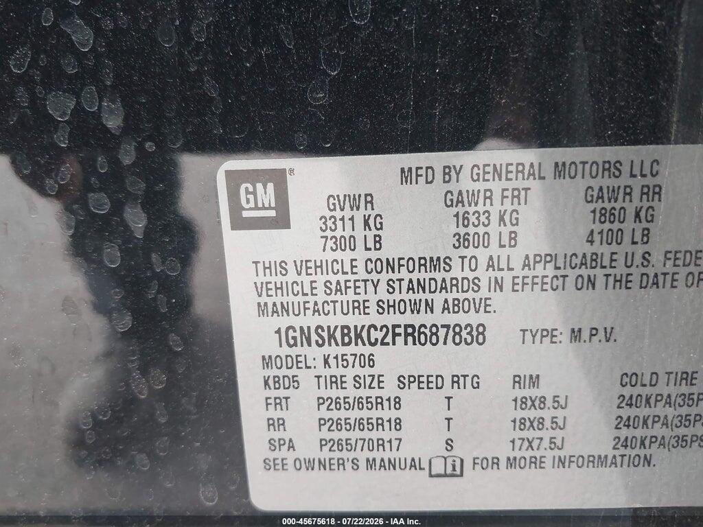 1GNSKBKC2FR687838 2015 CHEVROLET TAHOE photo no. 9