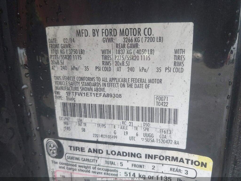 1FTFW1ET1EFA89308 2014 FORD F-150 photo no. 9