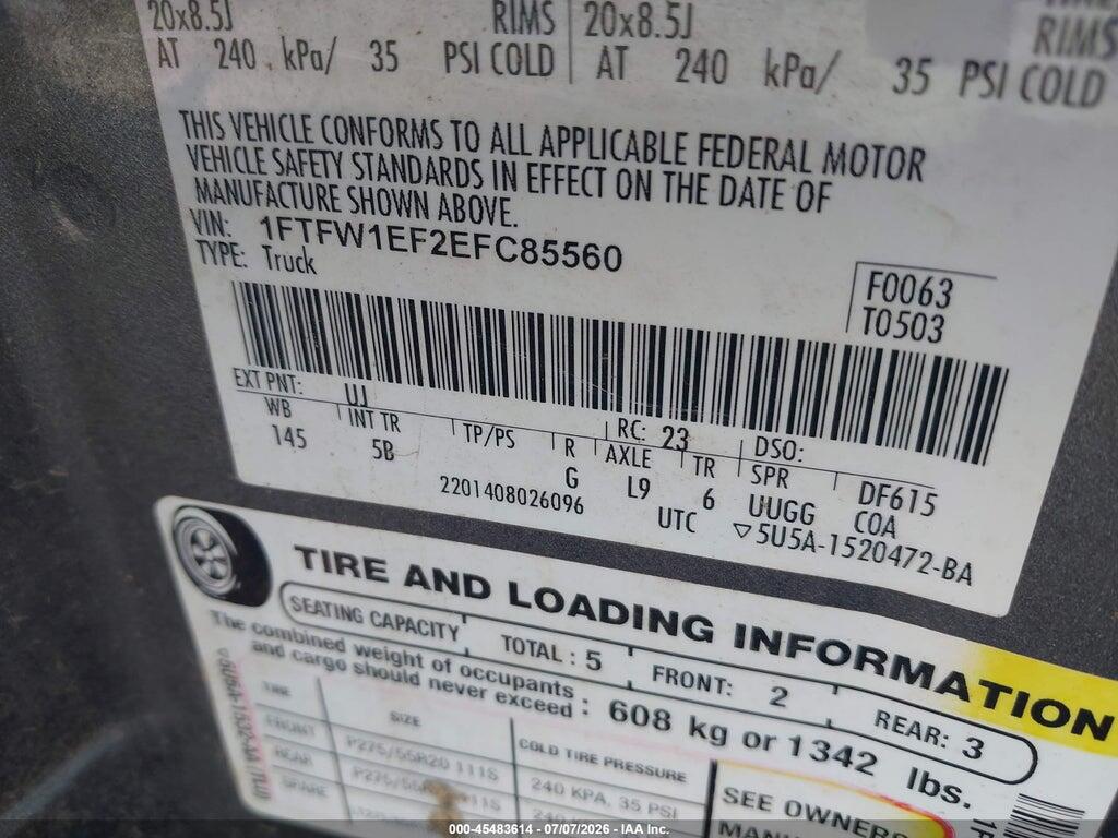 1FTFW1EF2EFC85560 2014 FORD F-150 photo no. 9