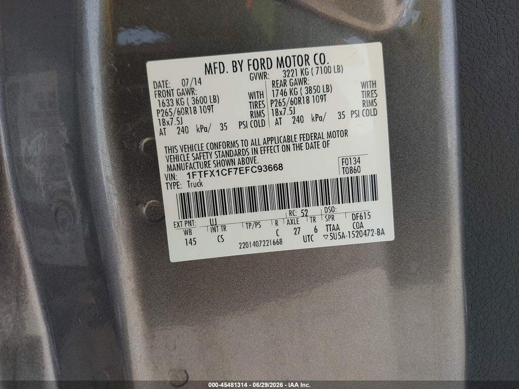 1FTFX1CF7EFC93668 2014 FORD F-150 photo no. 9