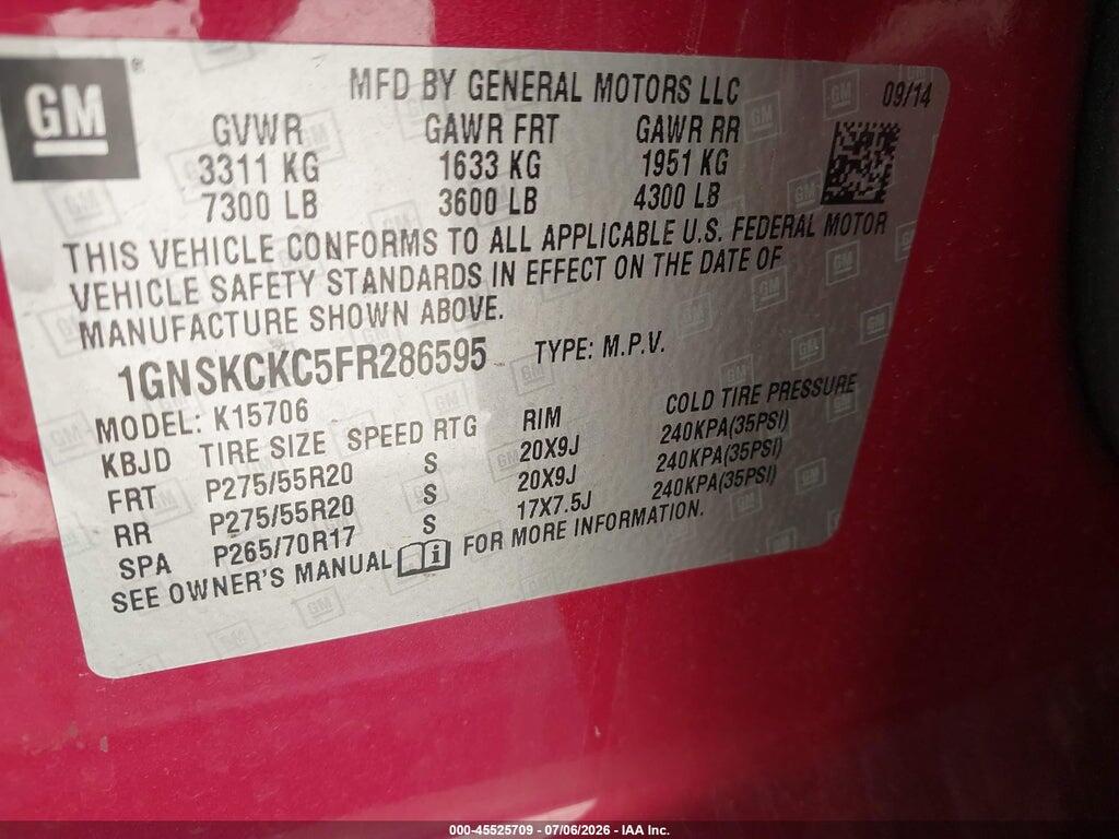 1GNSKCKC5FR286595 2015 CHEVROLET TAHOE photo no. 9