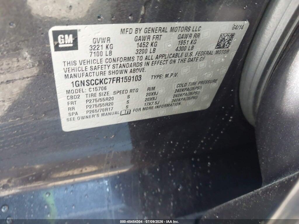 1GNSCCKC7FR159103 2015 CHEVROLET TAHOE photo no. 9