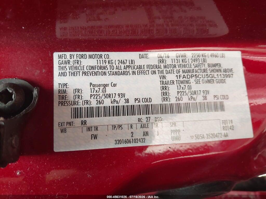 1FADP5CU5GL113997 2016 FORD C-MAX ENERGI photo no. 9